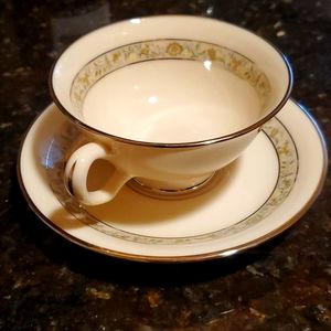 Lenox SPRINGDALE Platinum Trim Tea Cup & Saucer Set of 2